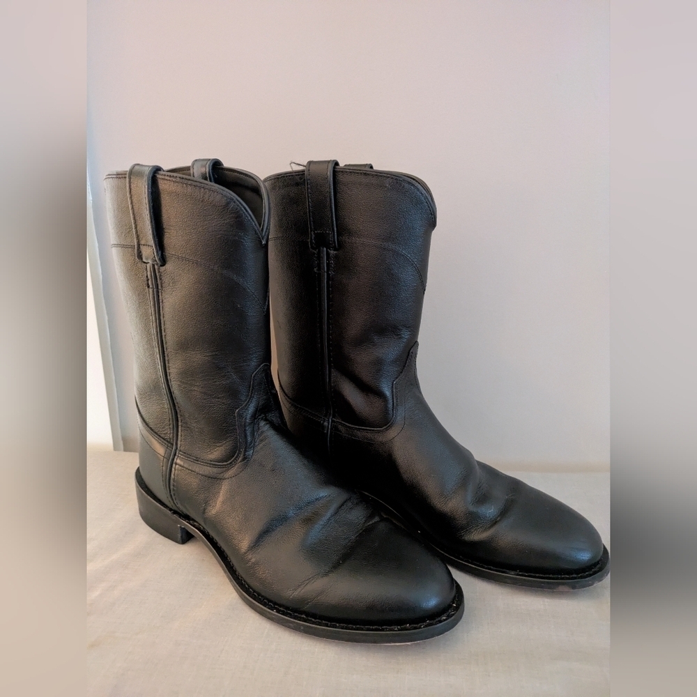 Old West Black Leather Boots 10 Mens